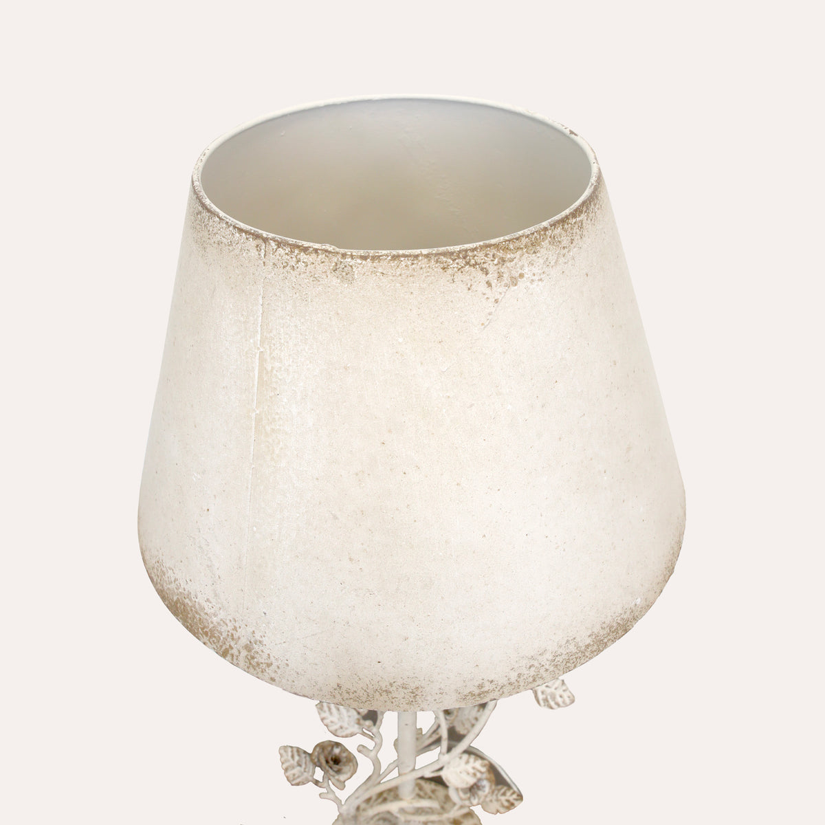 Lampada da Tavolo in Ferro Bianco con Fiori