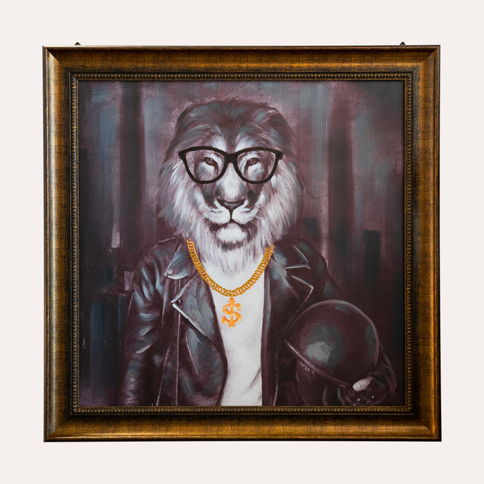 Quadro Decorativo "Leone con Occhiali" per Soggiorni