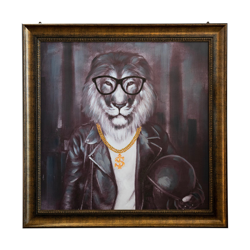 Quadro Decorativo "Leone con Occhiali" per Soggiorni