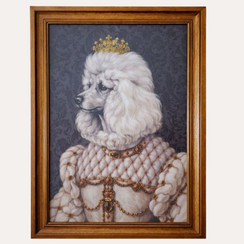 Quadro Cane Principessa Stile Vintage con Cornice in Legno