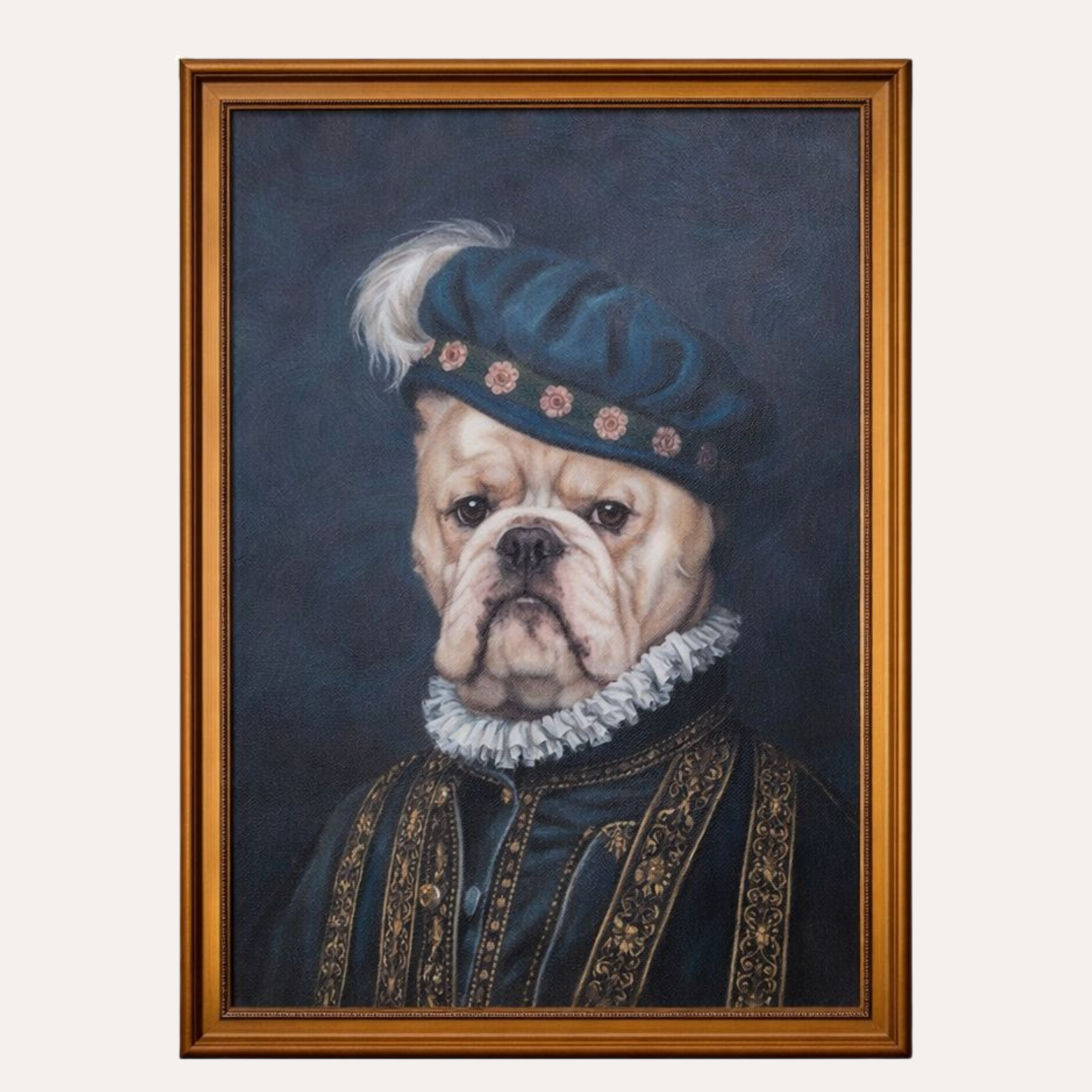 Quadro Nobil Cane Stile Vintage con Cornice in Legno