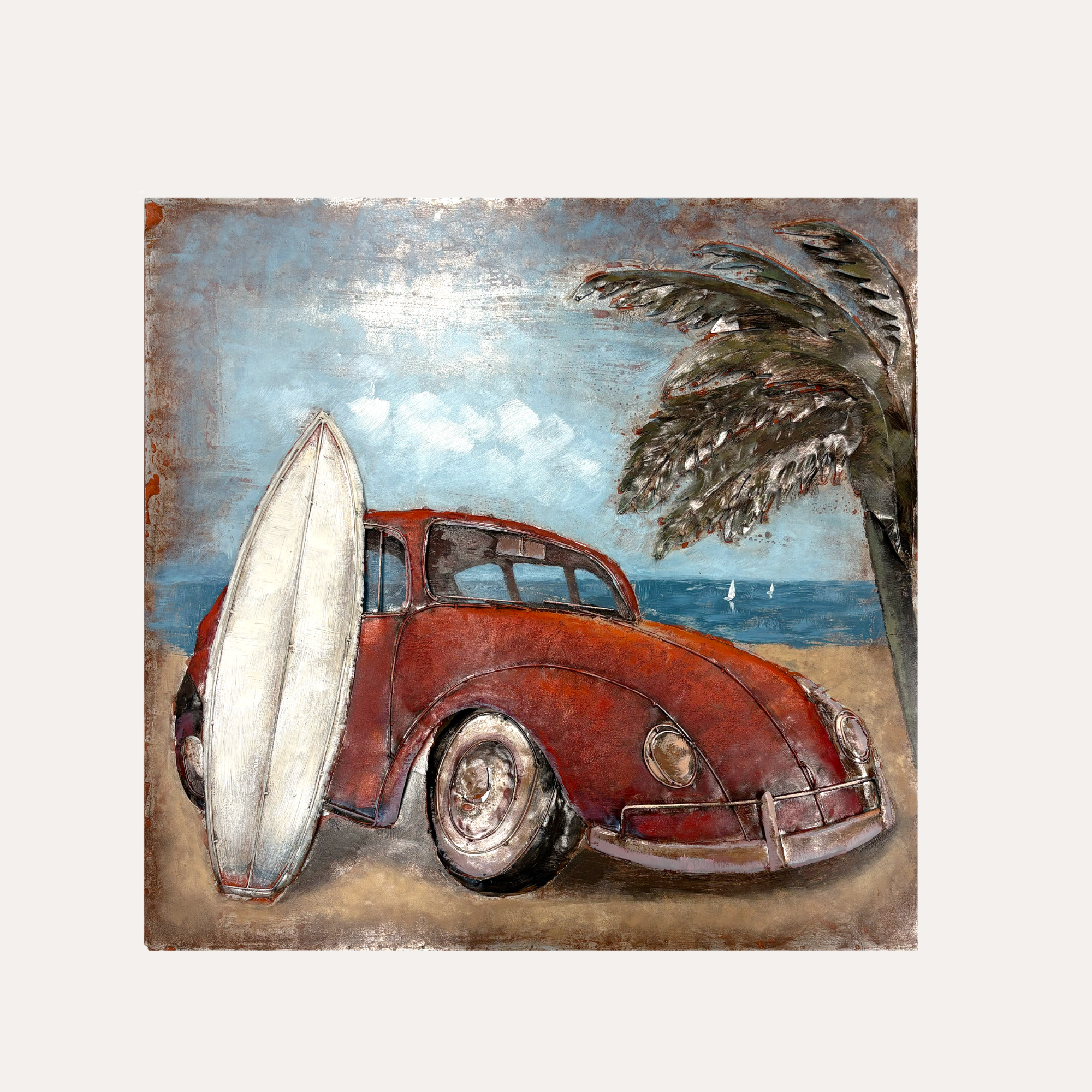 Quadro Decorativo in Metallo "Maggiolino" Vintage – Stile Industriale Moderno