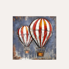 Quadro Decorativo in Ferro Mongolfiere White/Red – Design Artistico Moderno