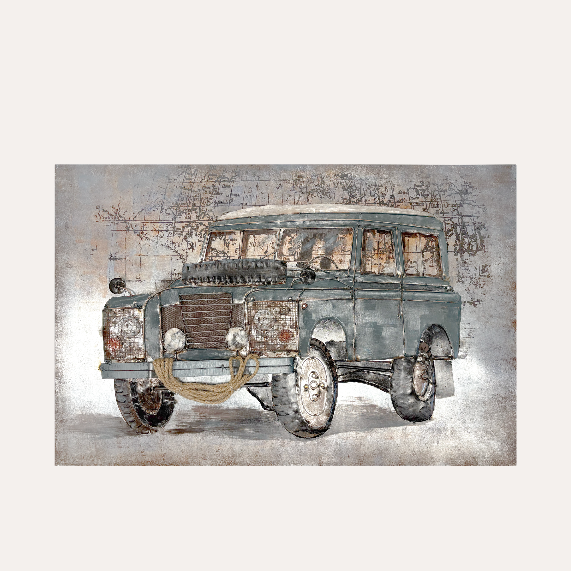 Quadro Decorativo in Metallo 120x80x8 cm – Stile Off Road Vintage