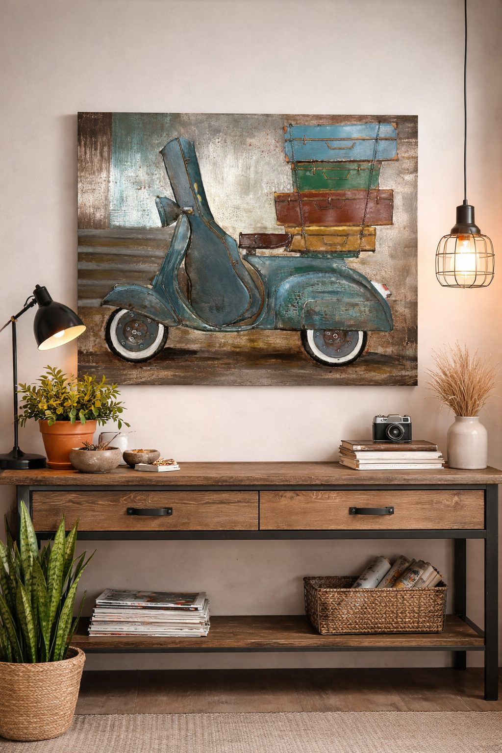 Quadro Decorativo in Ferro Scooter Vintage – Stile Urbano Moderno
