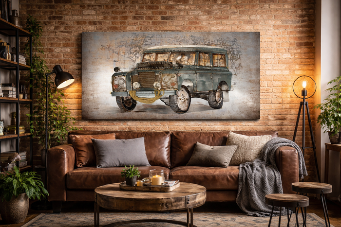 Quadro Decorativo in Metallo 120x80x8 cm – Stile Off Road Vintage
