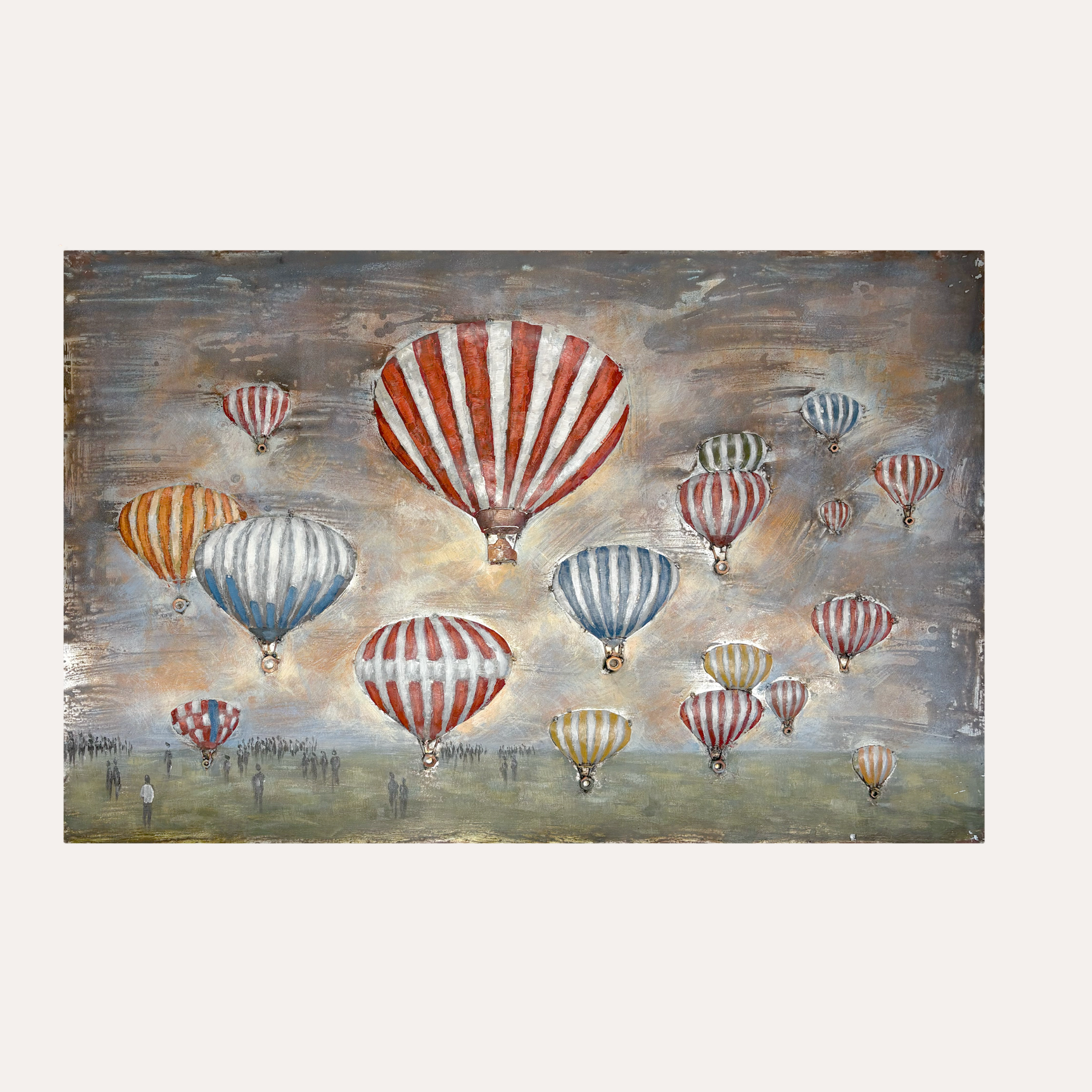 Quadro in Metallo Mongolfiere 120x80x8 cm – Decorazione da Parete Moderna e Suggestiva