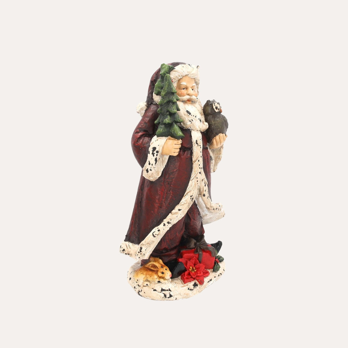 Papai Noel com Coruja em Resina Alt.36×22×13 cm - KeyHome Store