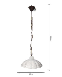 Lampadario Rustico in Ceramica Bianca Traforata 42 cm - Made in Italy