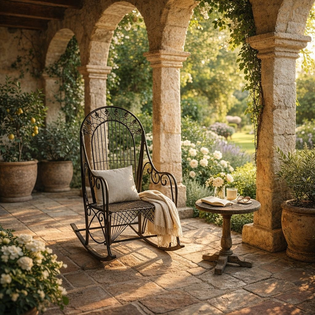 Sedia a Dondolo in Ferro da Esterno – Elegante e Resistente per Giardino e Terrazzo