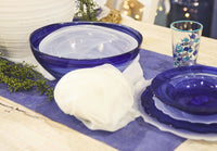 Set di 2 Bowl in Vetro Azzurro e Bianco