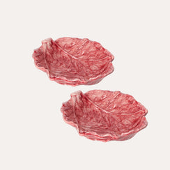 Lot de 2 Feuilles de Radicchio Rose en Céramique 21x19 cm