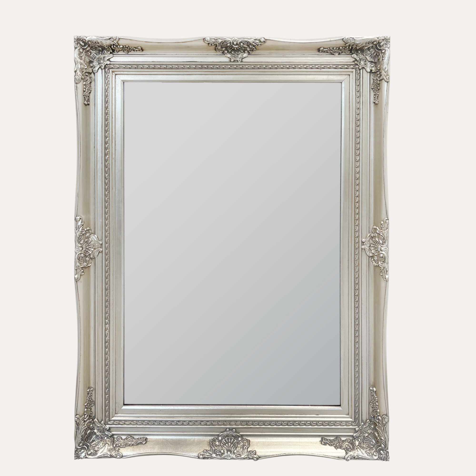 Specchio da Parete in Legno Argento 120x90 cm