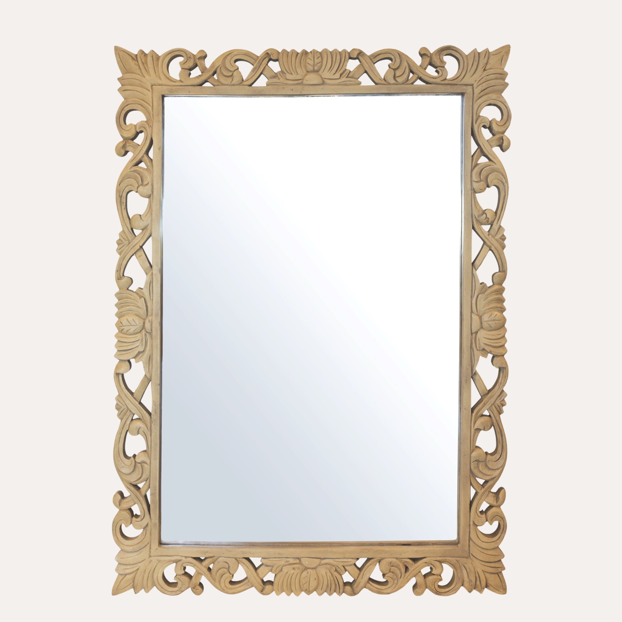 Light Brown Wooden Mirror H.121x90