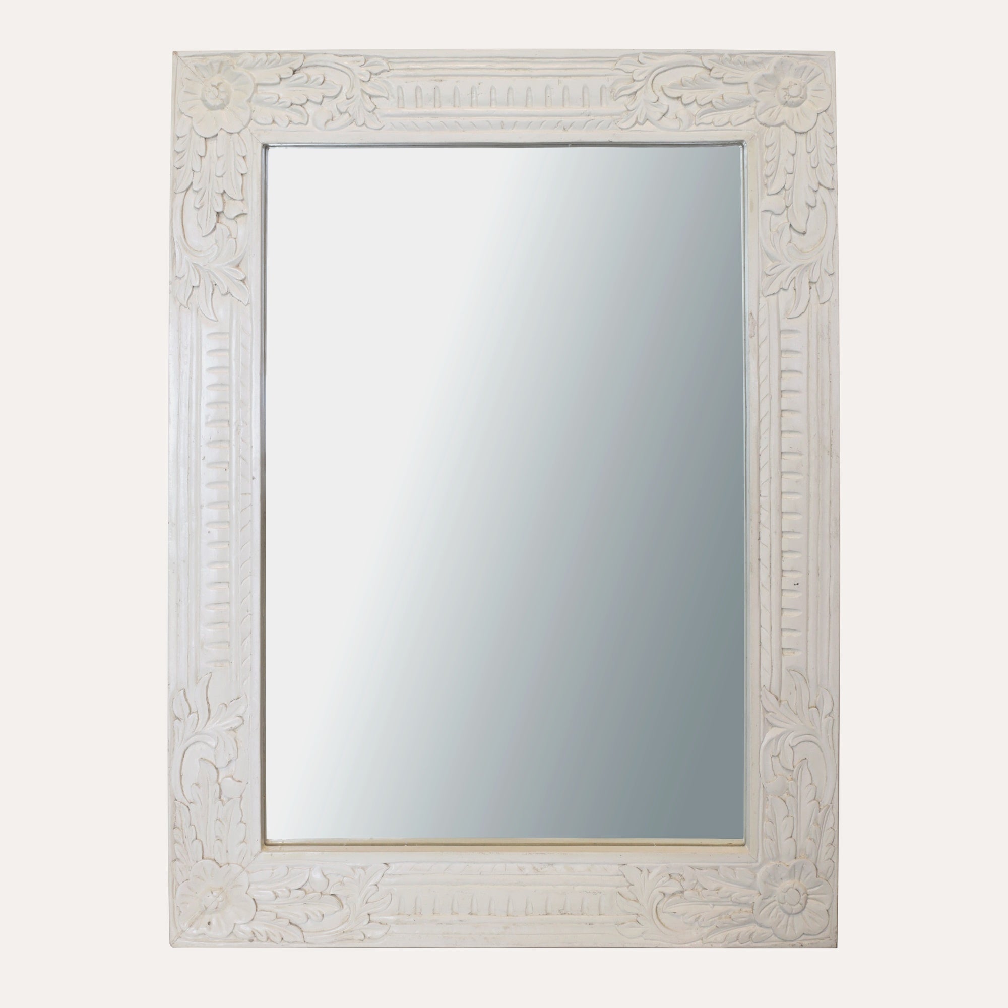 White Wooden Mirror H.100x70