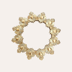 Specchio con Cuori Sacri in Resina Oro Ø. 30cm
