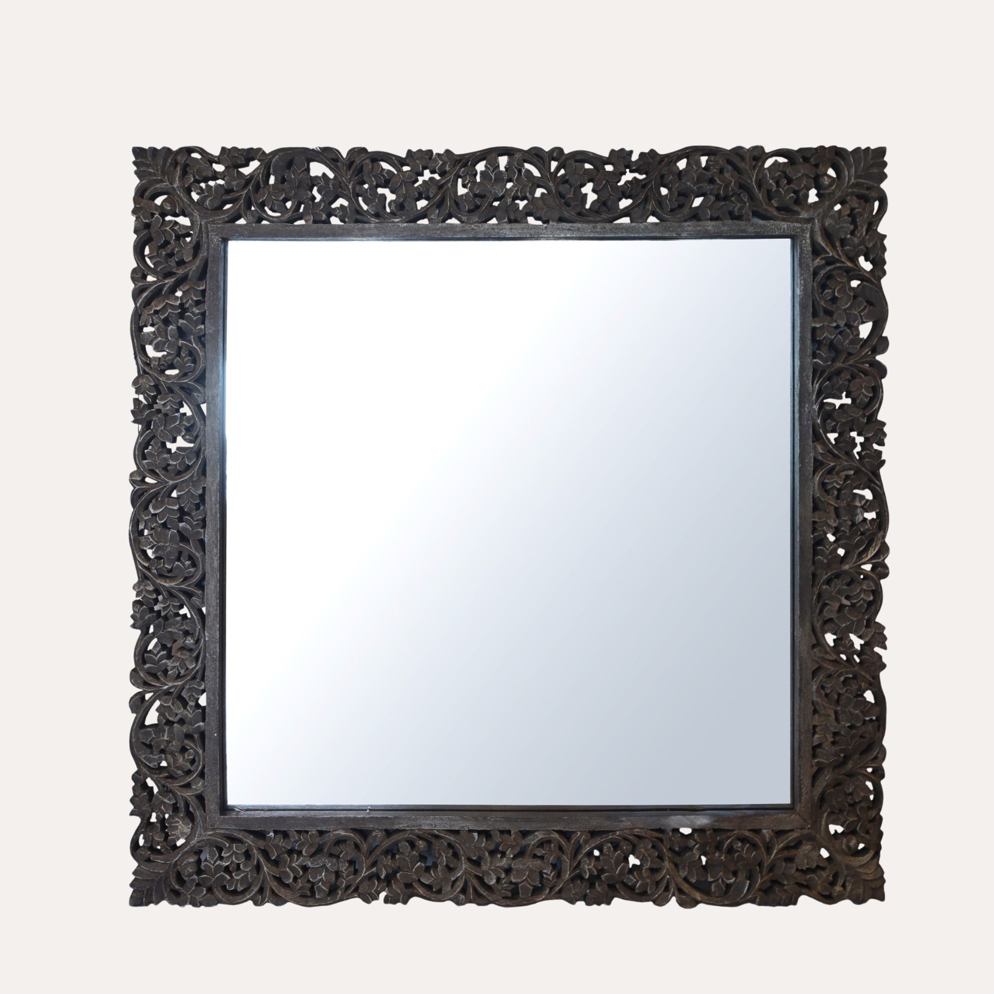 Dark brown wooden mirror 90x90