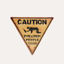 Tabella in Latta “Caution” Triangolare 35x40 cm