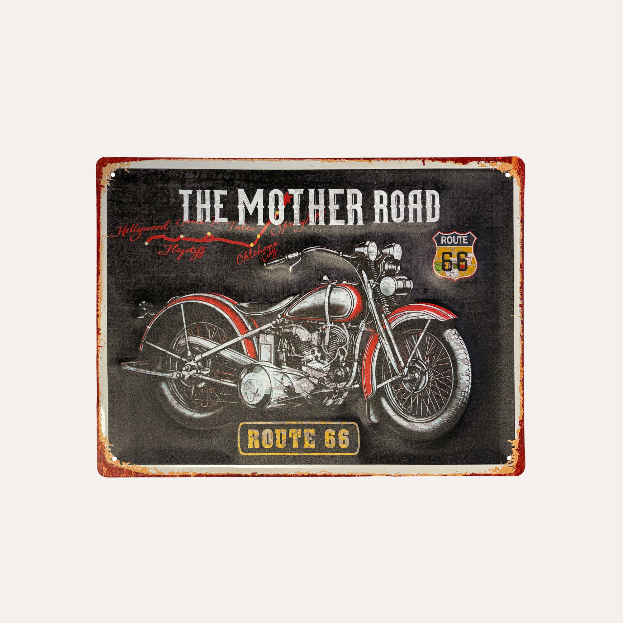 Tabella decorativa "Mother Road" in latta H40x30 cm