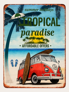 Tabella Decorativa “Tropical” in Latta 40x30 cm