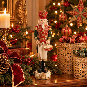 Pandeiro de Natal em Resina Vermelha H.60x15 cm - KeyHome Store