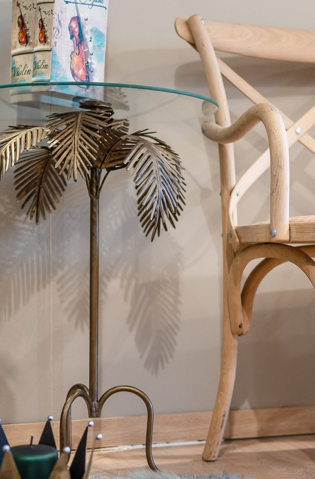 Round Gold Metal Coffee Table with Glass Top 