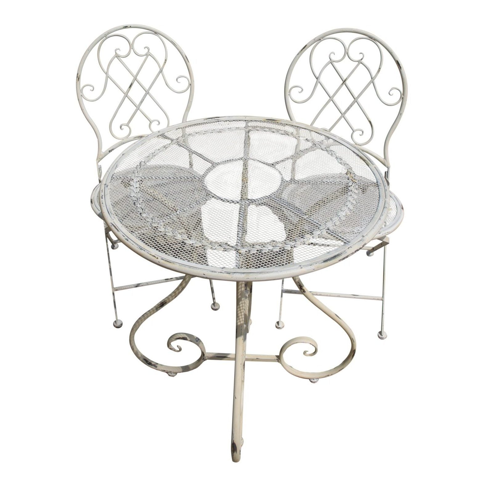 Shabby Chic Antique White Iron Garden Set