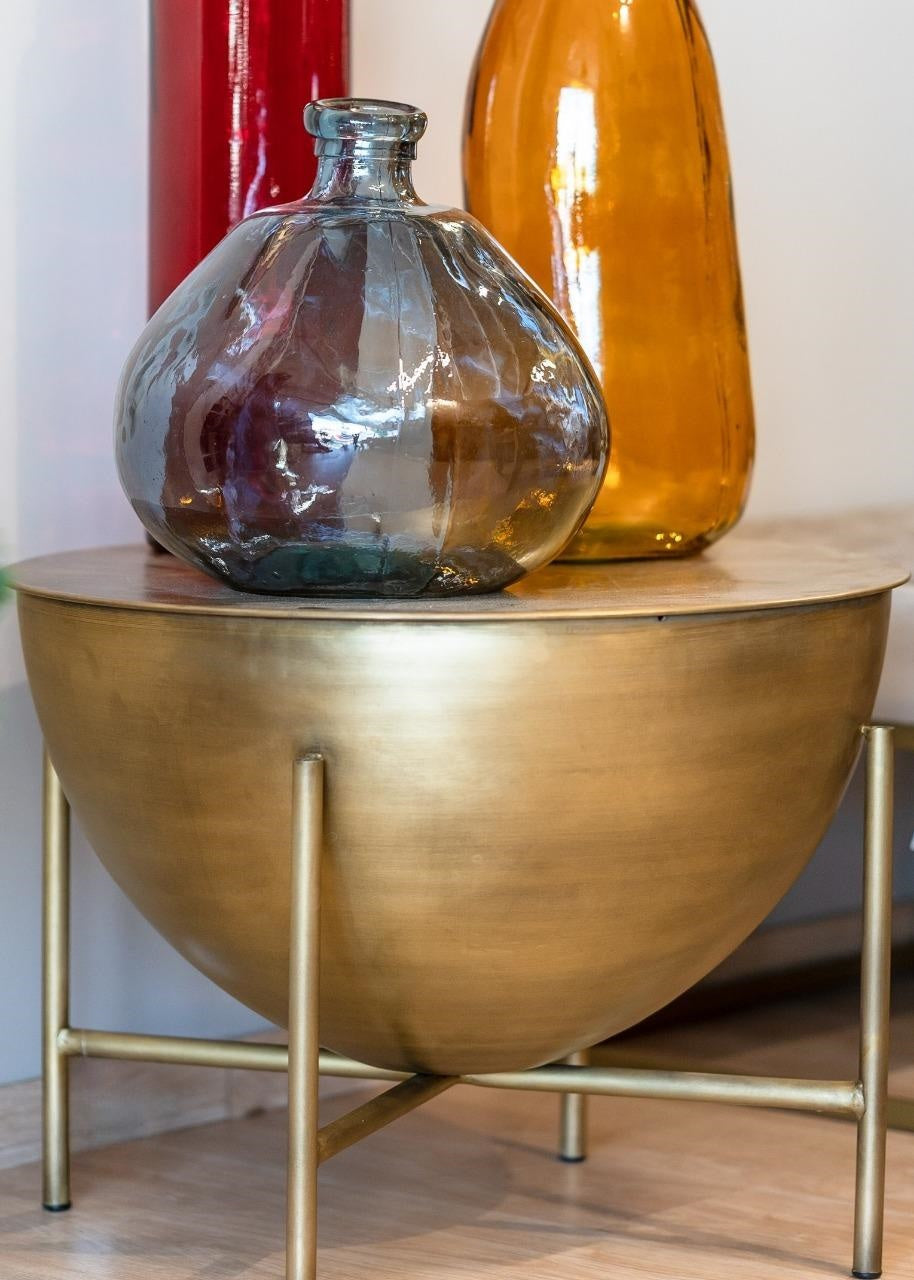 Round Gold Metal Coffee Table with Thin Feet