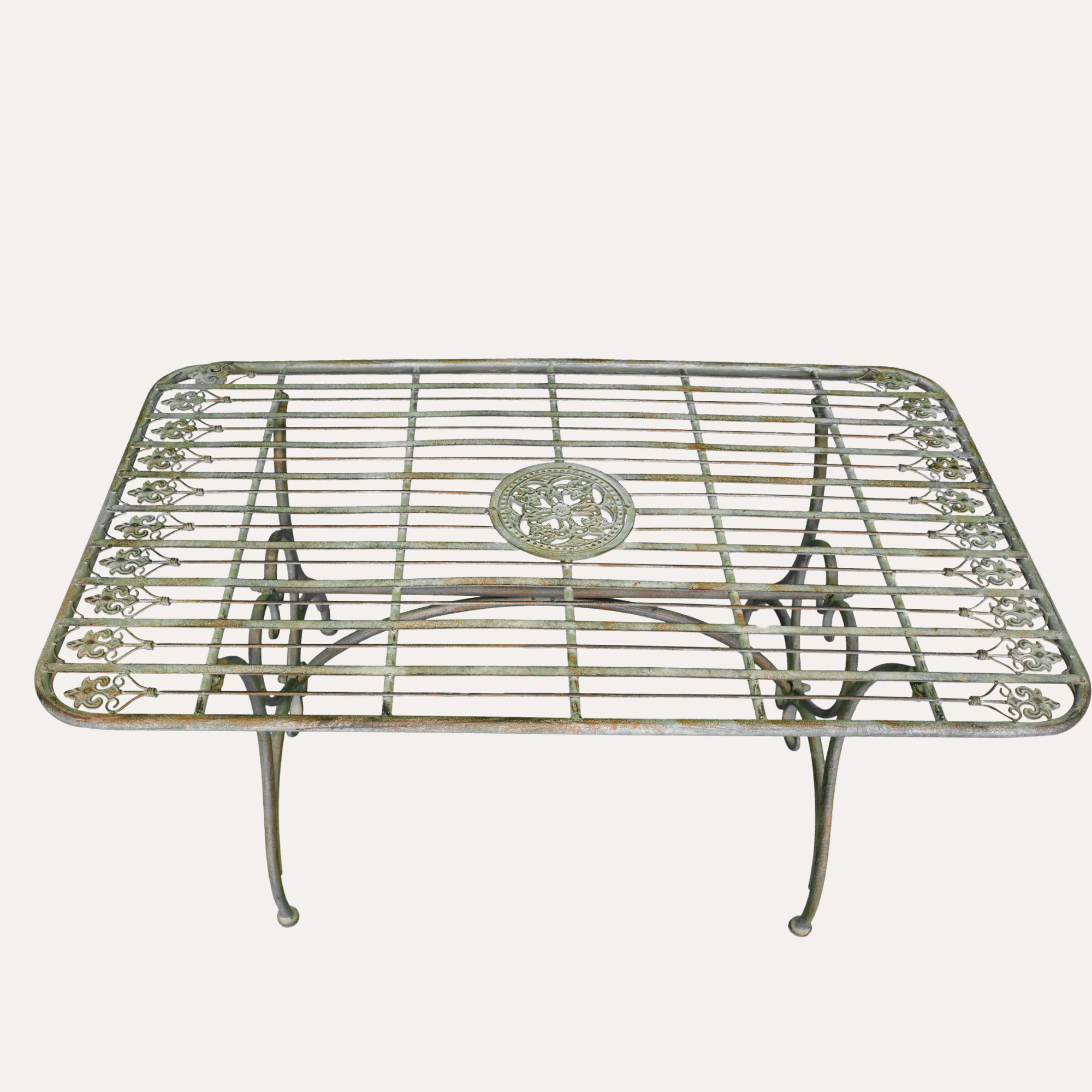 Tavolino da Fumo Antik in Ferro Verde (H 56 x L 106 x P 60 cm) Arredo giardino