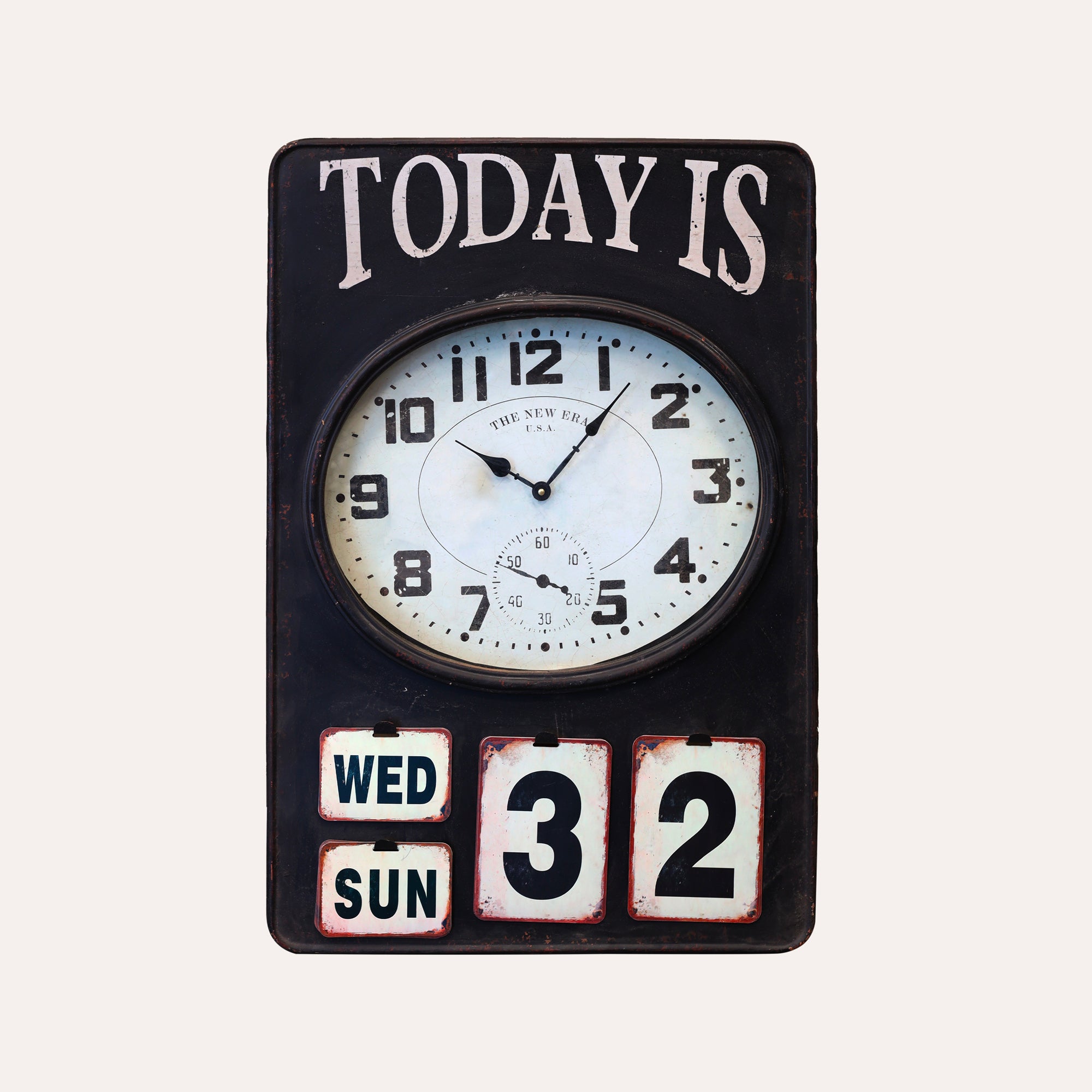 Black Rectangular Metal Decorative Wall Clock 