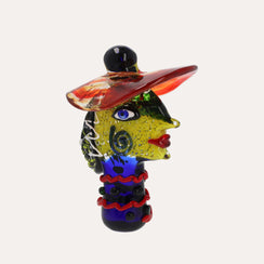 Multicolor Full Glass Sculpture in the Shape of a Hat H.33 cm