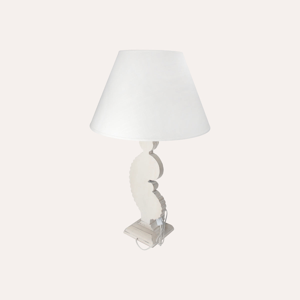 Lampada Shabby Chic con Base in Legno Decapato