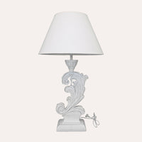 Lampada Shabby Chic con Base in Legno a Forma di Foglia