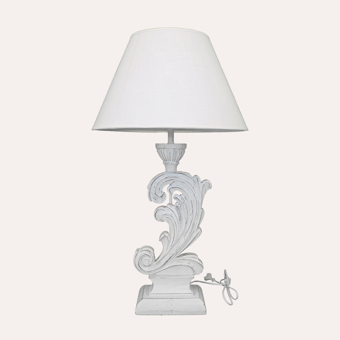 Lampada Shabby Chic con Base in Legno a Forma di Foglia
