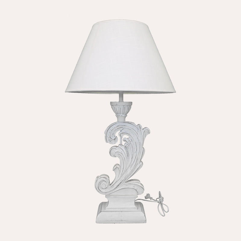 Lampada Shabby Chic con Base in Legno a Forma di Foglia