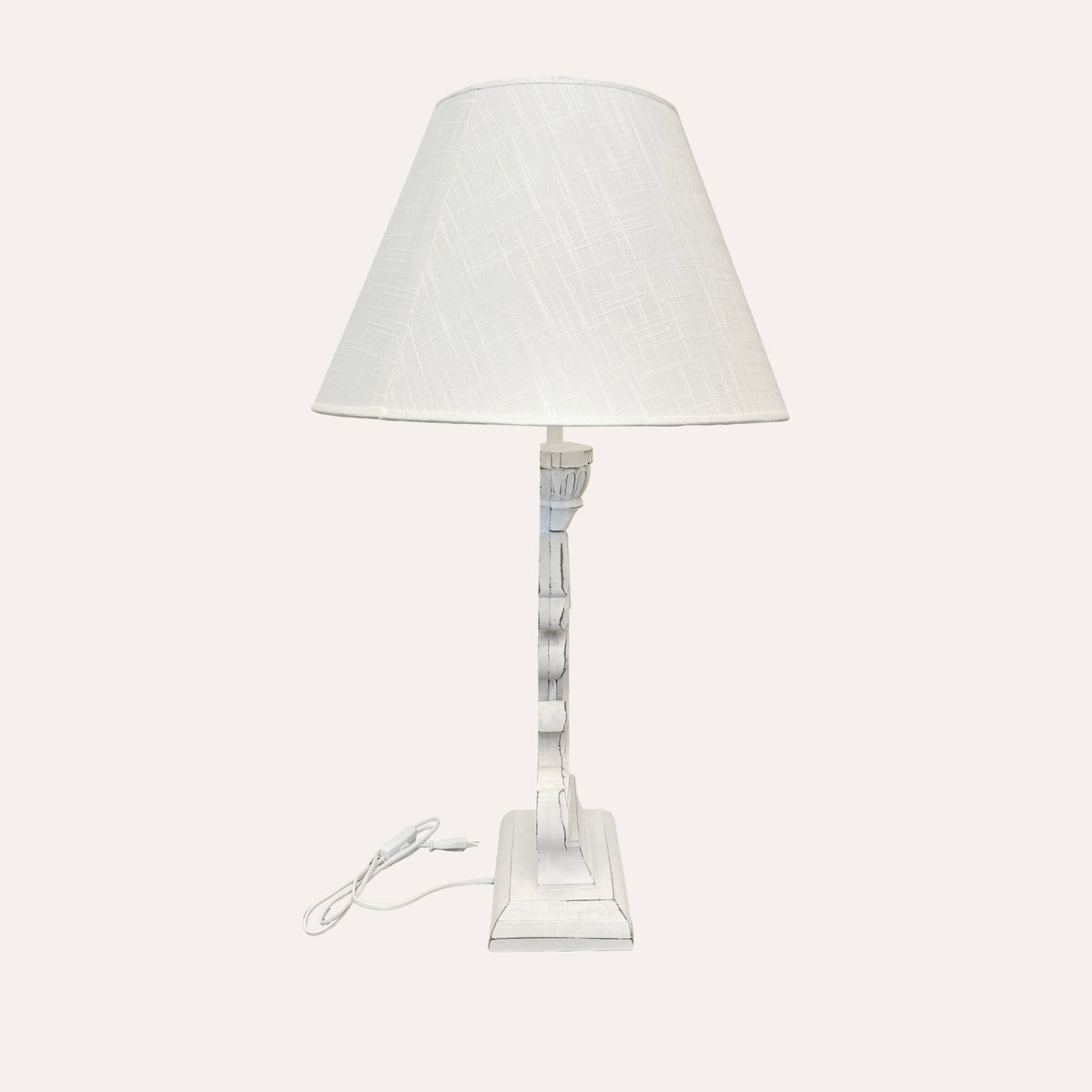 Lampada Shabby Chic con Base in Legno a Forma di Foglia