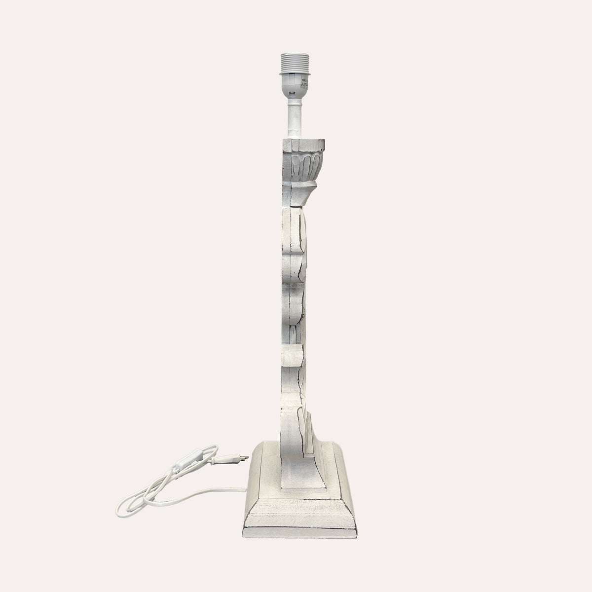 Lampada Shabby Chic con Base in Legno a Forma di Foglia
