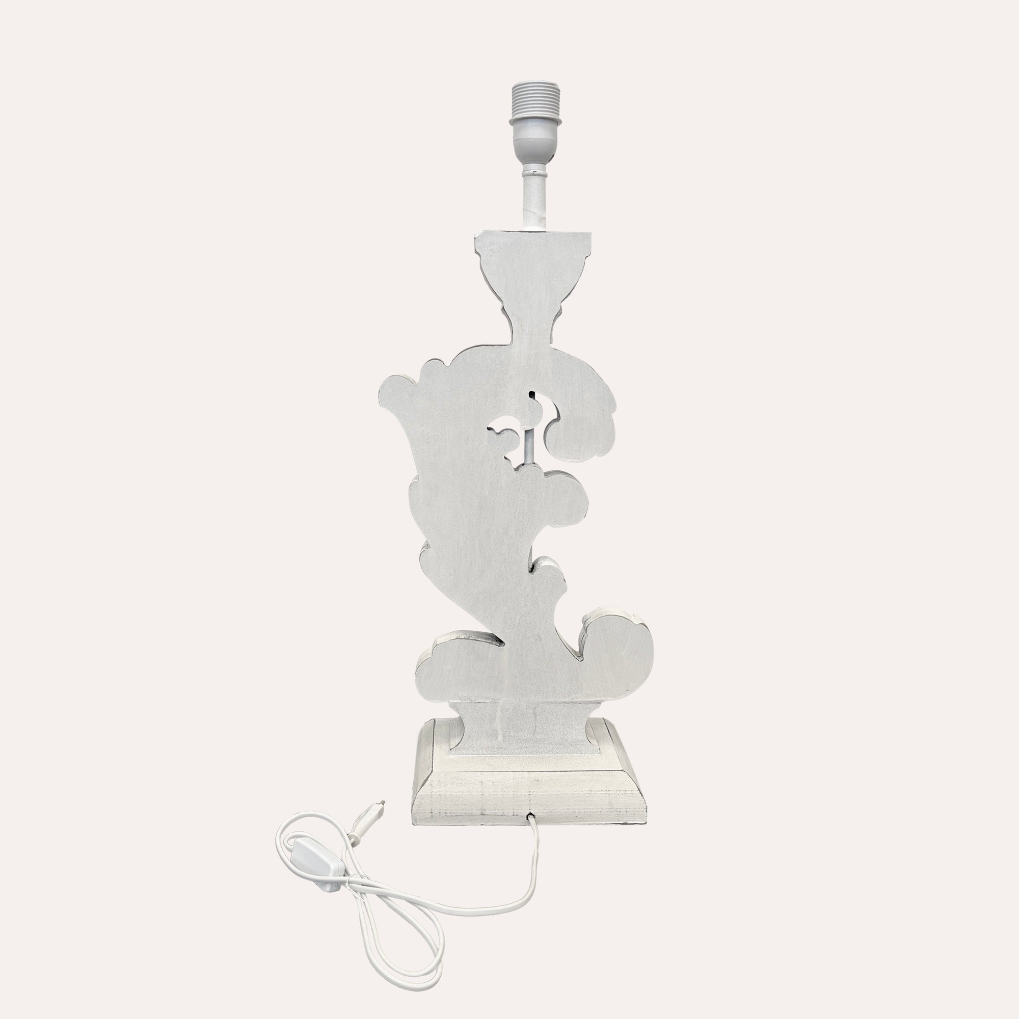 Lampada Shabby Chic con Base in Legno a Forma di Foglia
