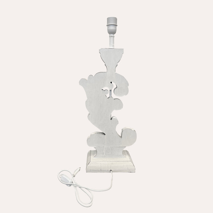 Lampada Shabby Chic con Base in Legno a Forma di Foglia