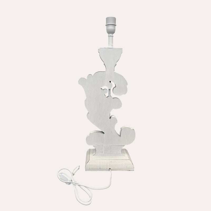 Lampada Shabby Chic con Base in Legno a Forma di Foglia