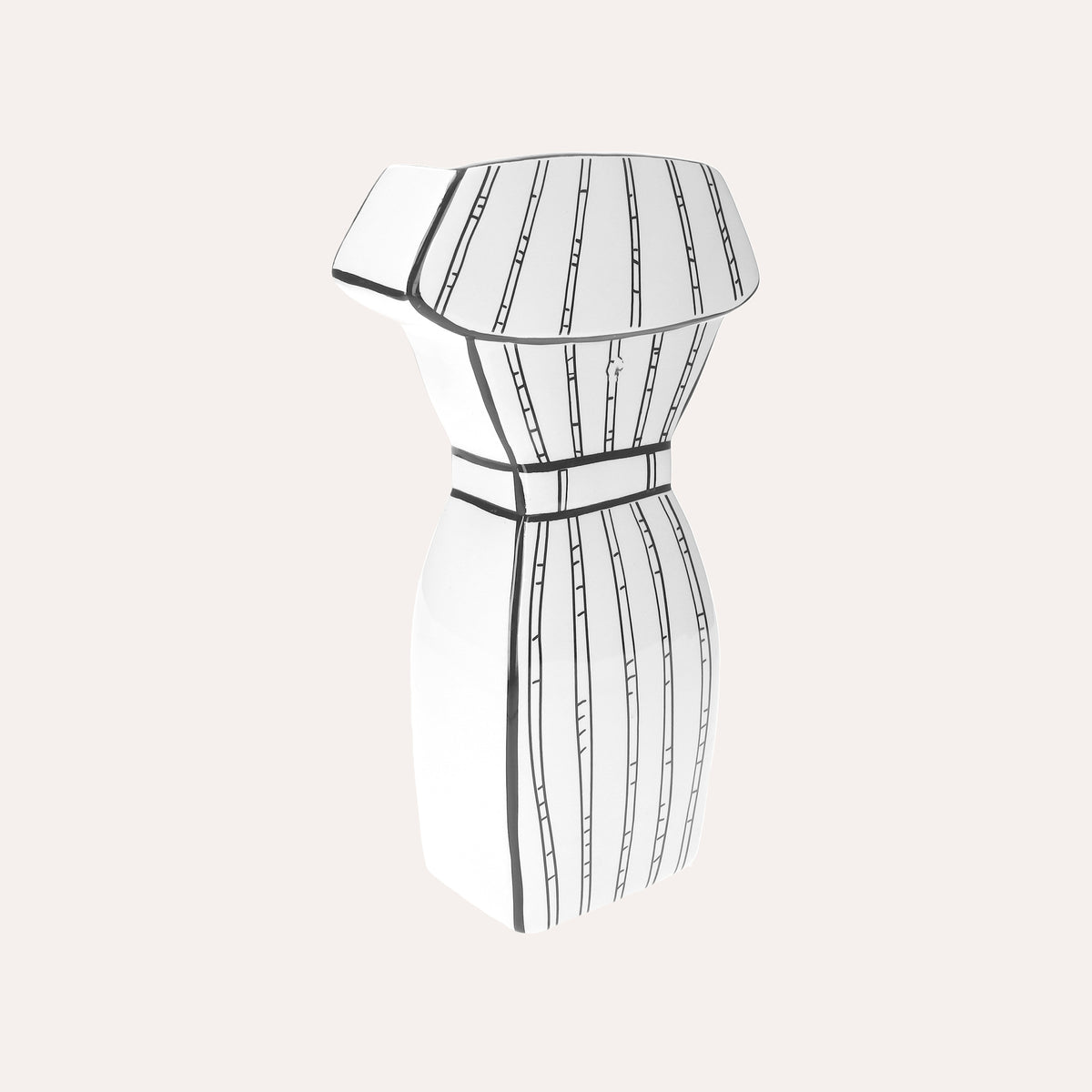 Vaso Manichino in Ceramica Bianco e Nero, altezza cm 30