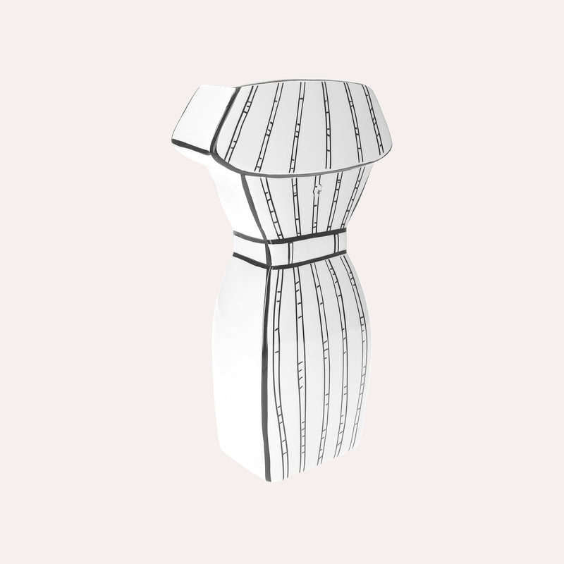 Vaso Manichino in Ceramica Bianco e Nero, altezza cm 30