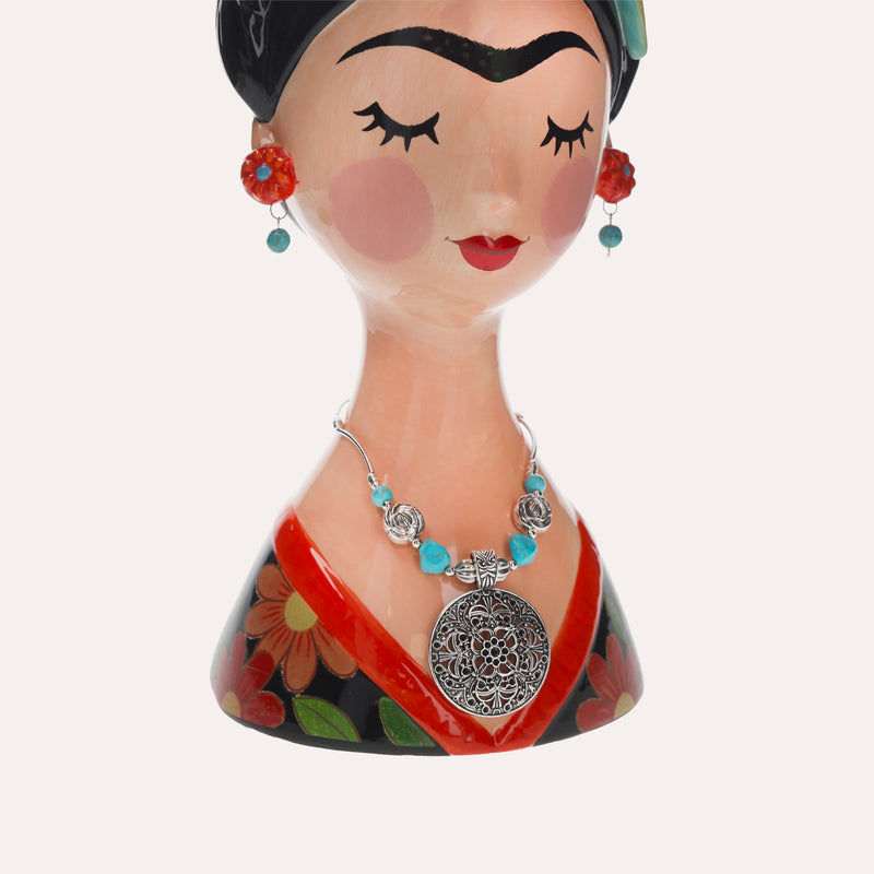 Vaso Busto di Donna in Ceramica con Pappagallo