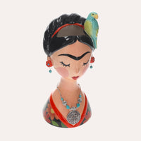 Vaso Busto di Donna in Ceramica con Pappagallo