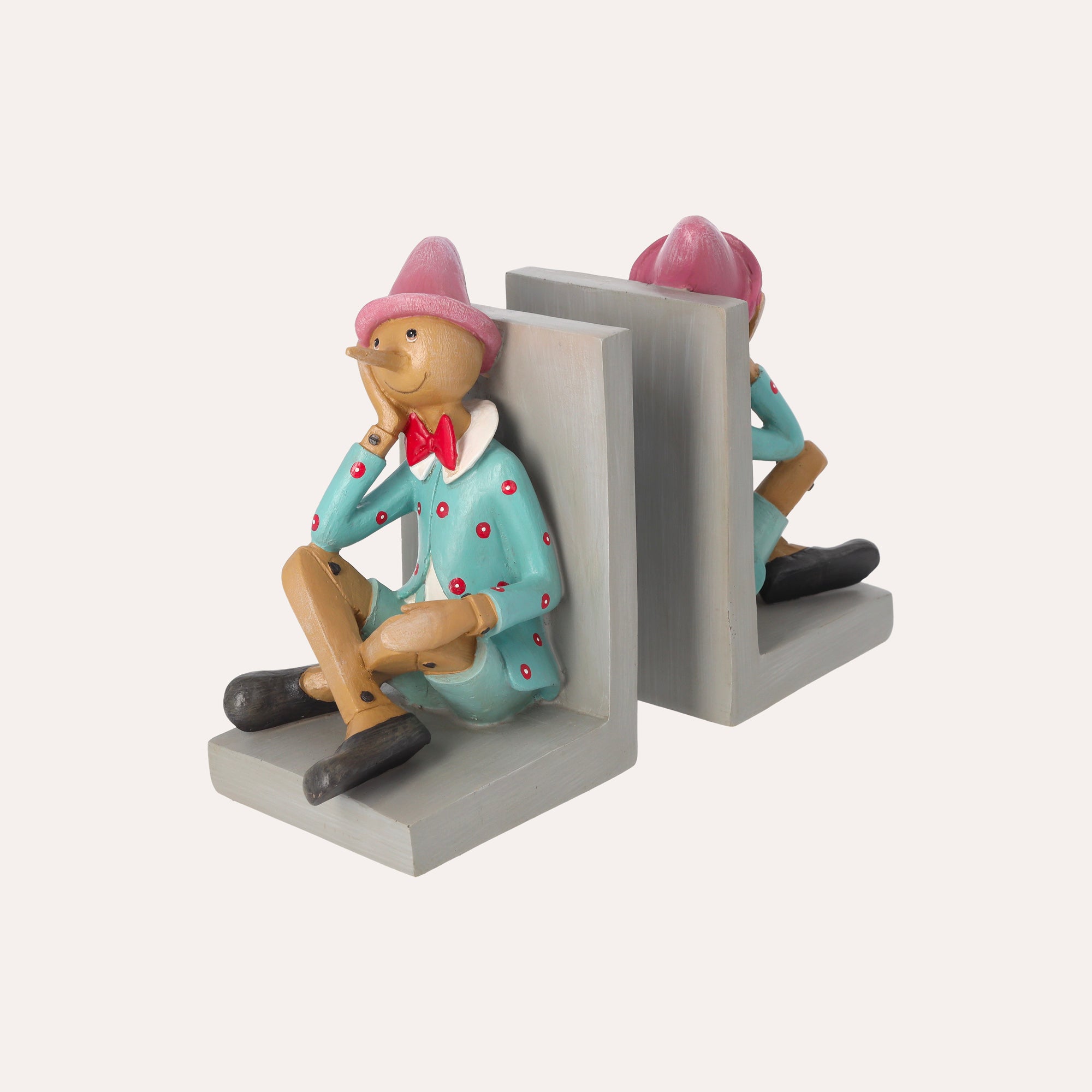 Pair of Resin Pinocchio Bookends