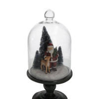 Teca in Vetro con Babbo Natale e Cerbiatto, Decorazione Natalizia