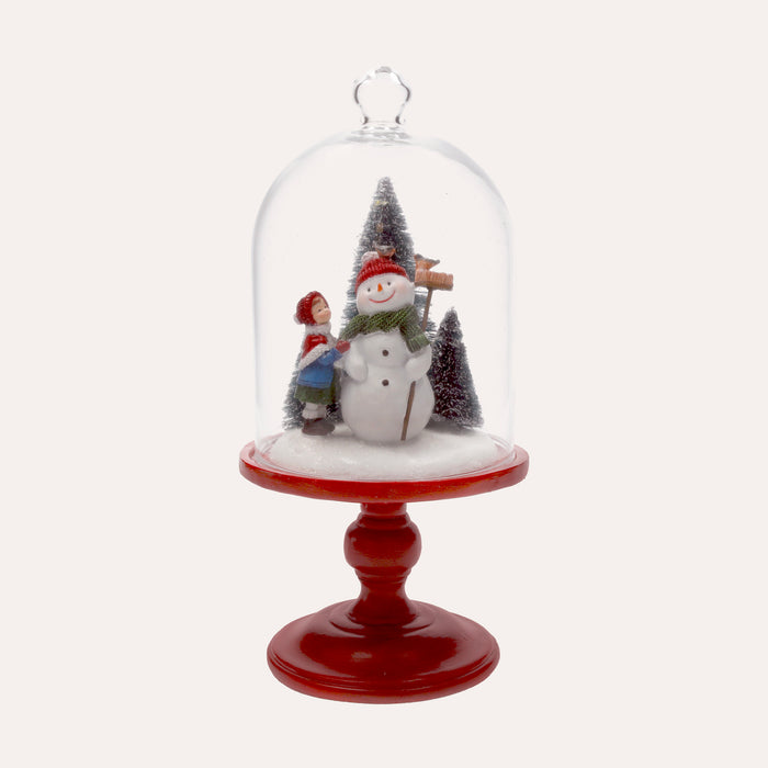Teca in Vetro con Pupazzo di Neve e Luci LED per Regali