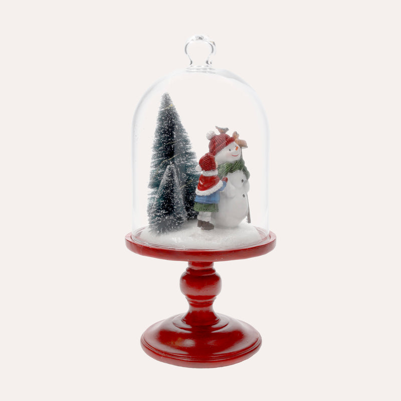 Teca in Vetro con Pupazzo di Neve e Luci LED per Regali