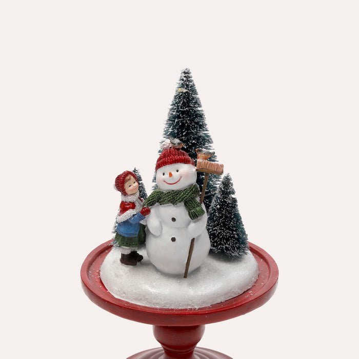 Teca in Vetro con Pupazzo di Neve e Luci LED per Regali