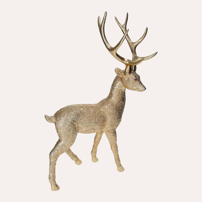 Statua di Cervo Dorato, Soprammobile Elegante per Decorazioni Natalizie